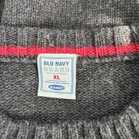 Vintage Old Navy Sweater Lambswool Blend XL Crewneck Striped Y2K Mens Gray - Picture 4 of 8